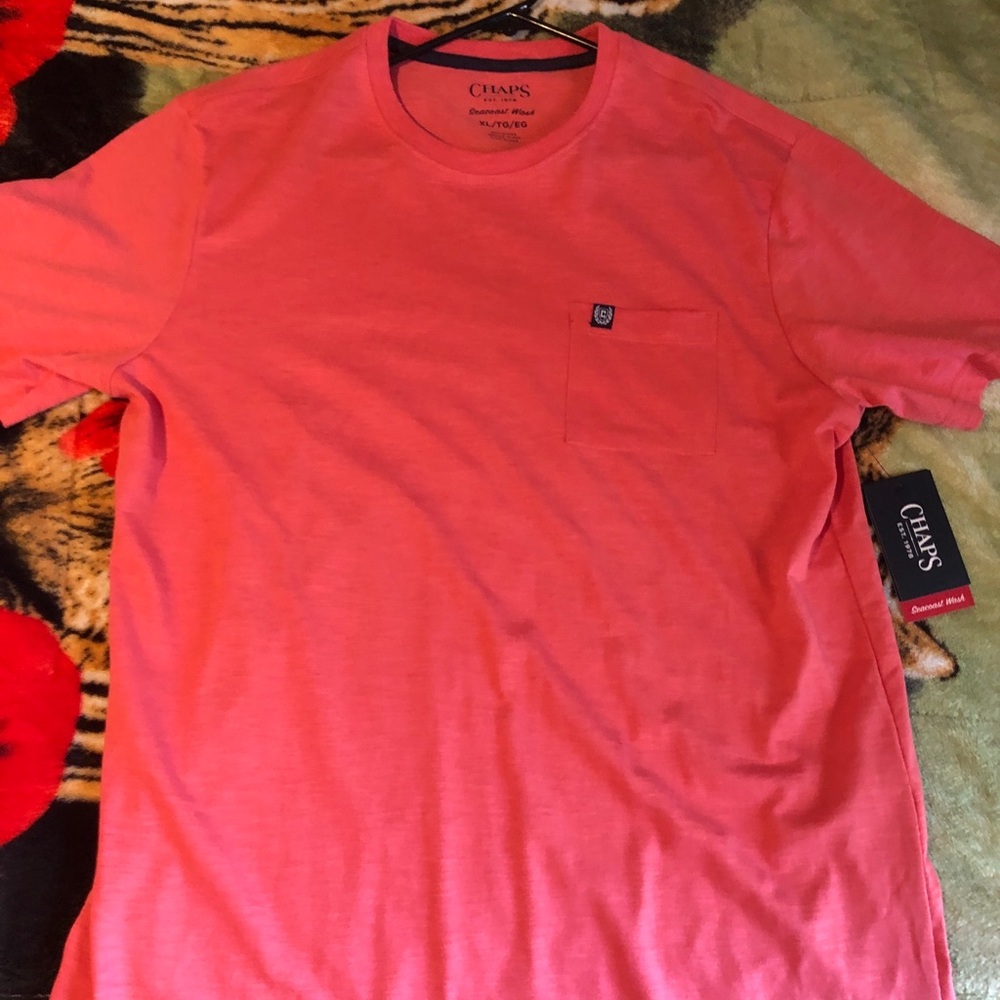 Chaps Light Red Short Sleeve Tee Vibrant Casual Style